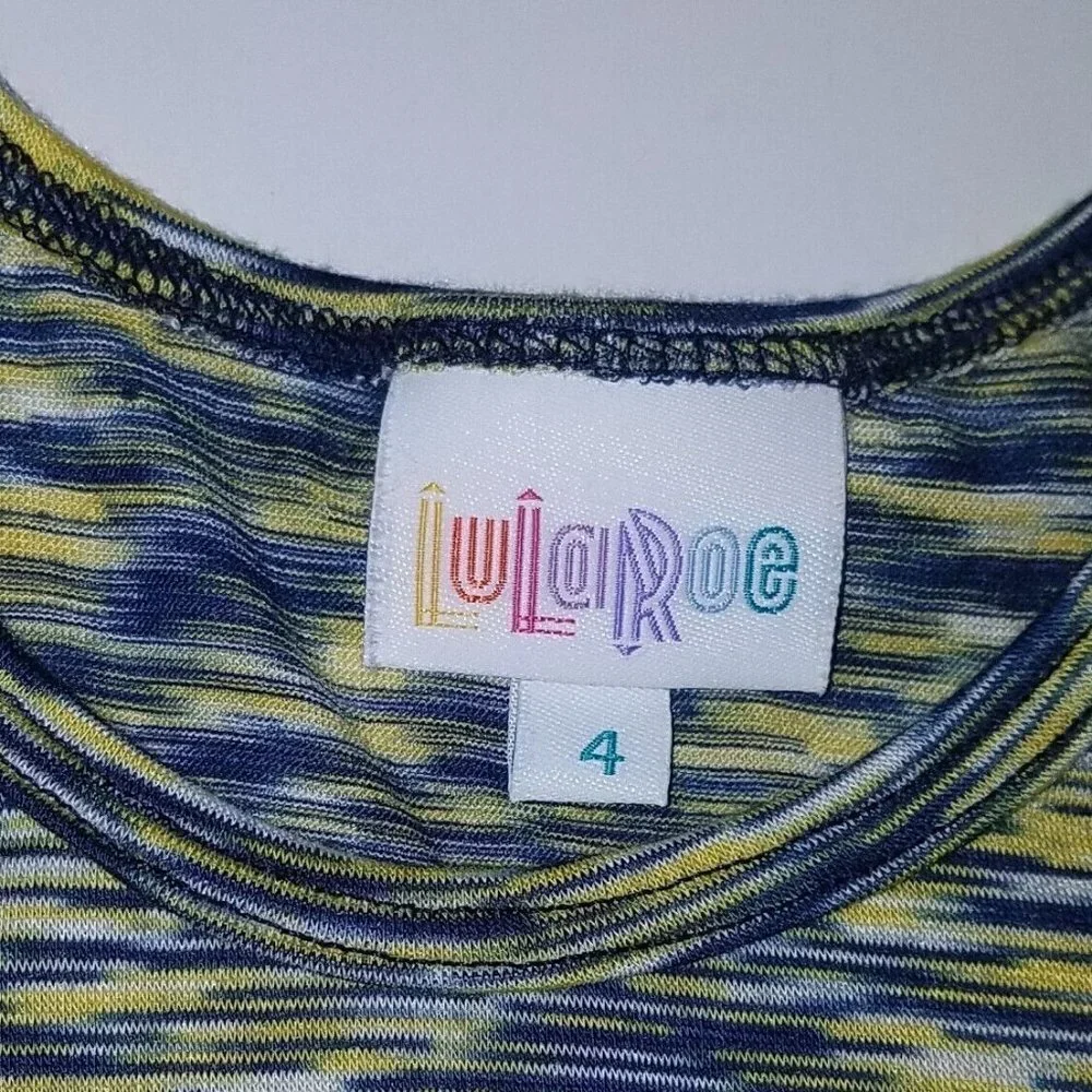 NWT LuLaRoe Gracie Tee Shirt Girls 4 Yellow Blue Zebra Print